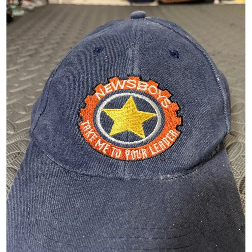 Vintage Newsboys Hat Mens OSFA Blue Take Me To Your Leader Christian Rock Band